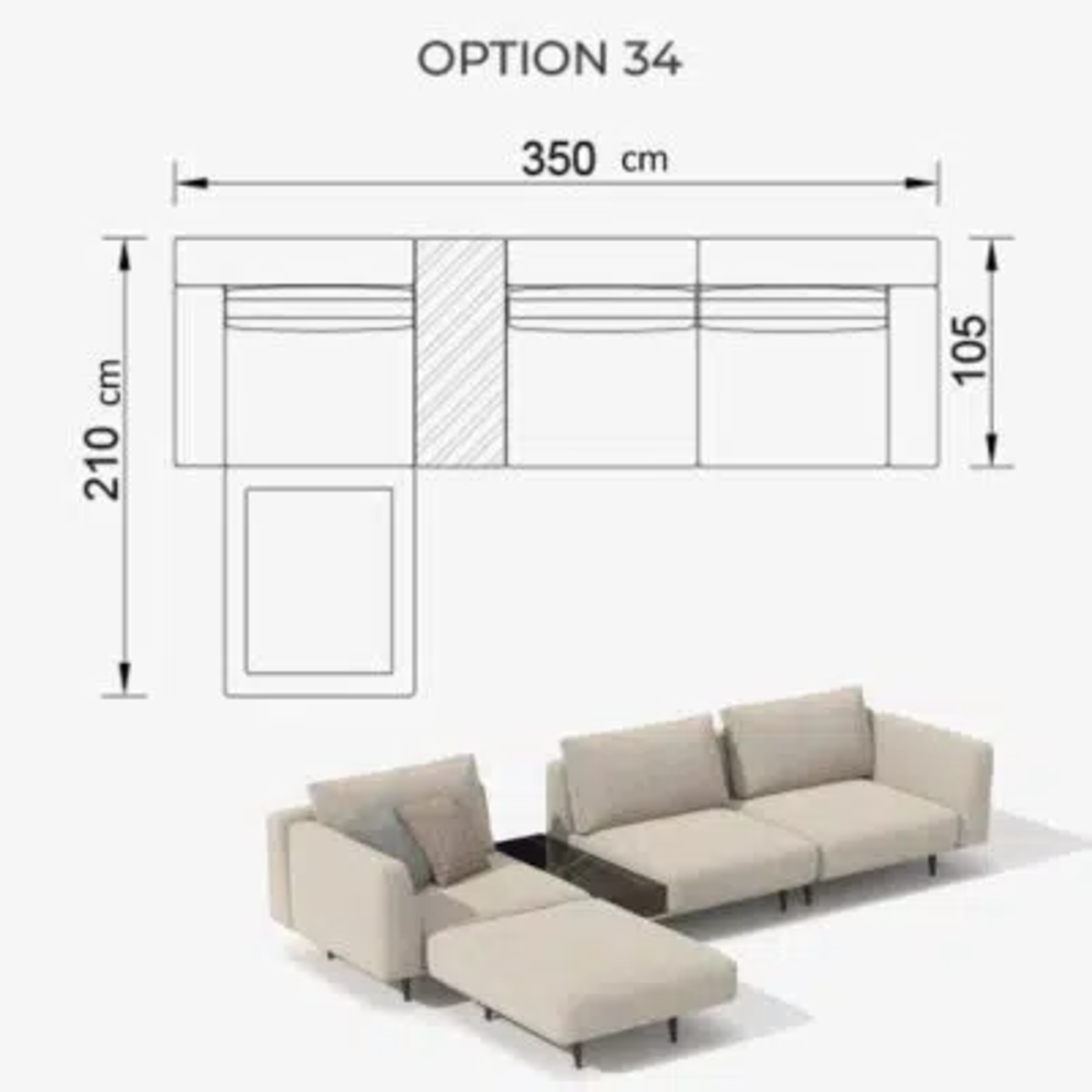 Sofa Love Off-White 350cm