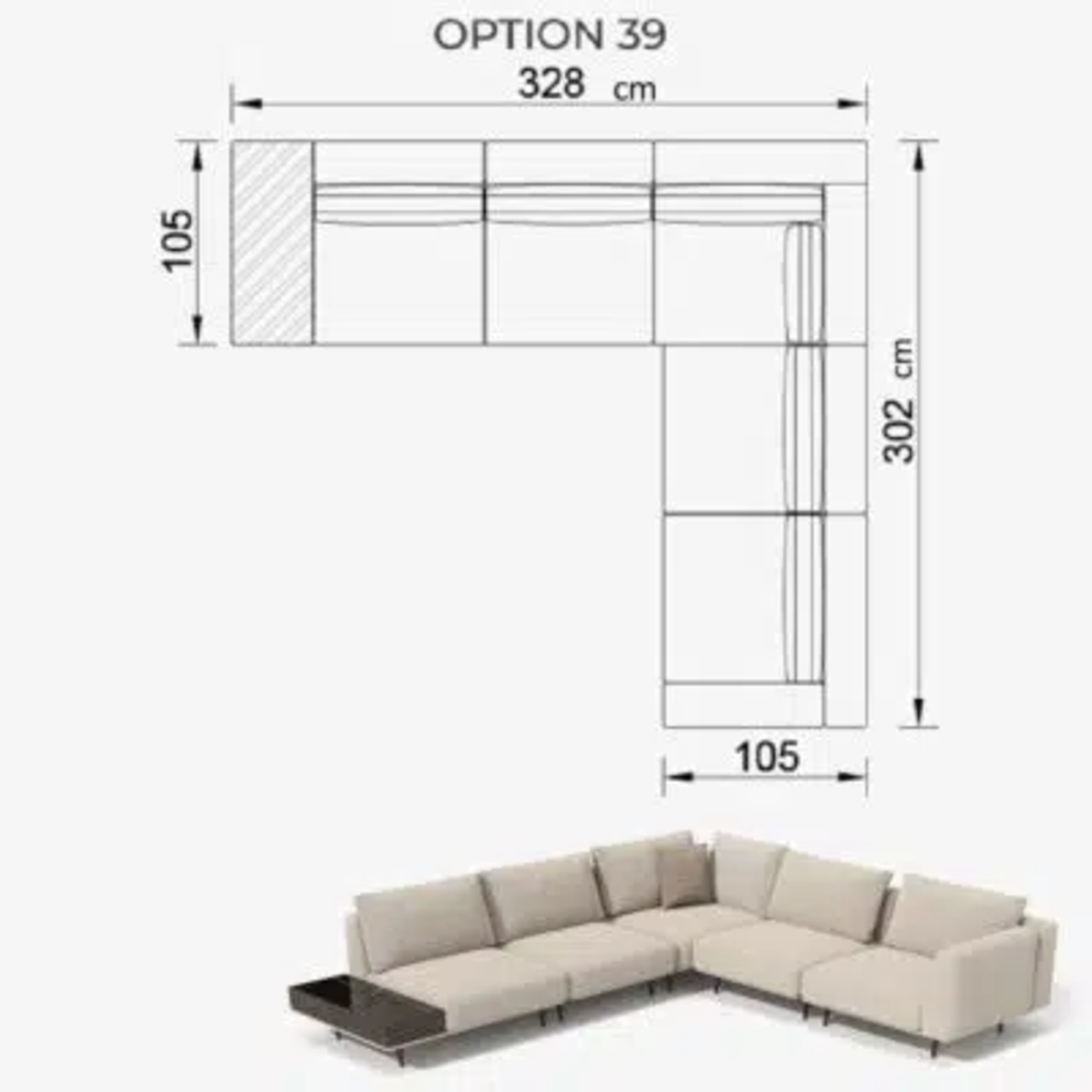 Sofa Love Off-White 328cm