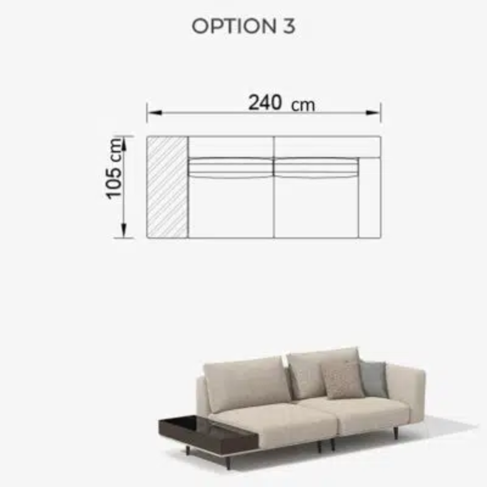Sofa Love Off-White 240cm