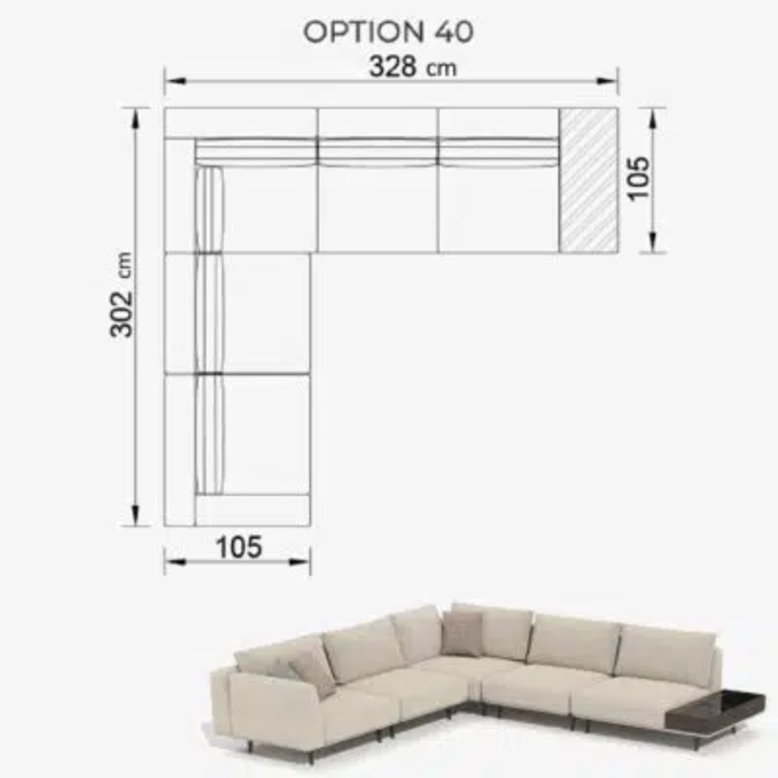 Sofa Love Off-White 328cm