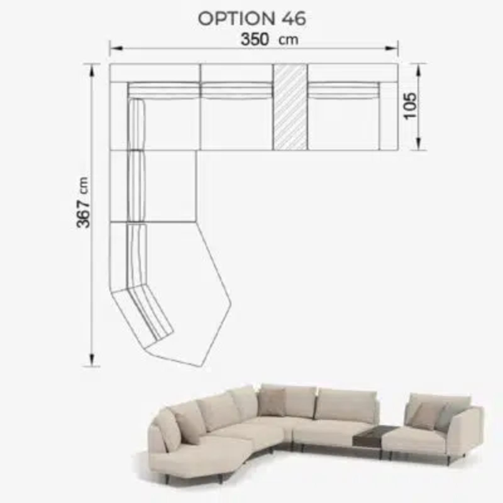 Sofa Love Off-White 350cm Lounge Left