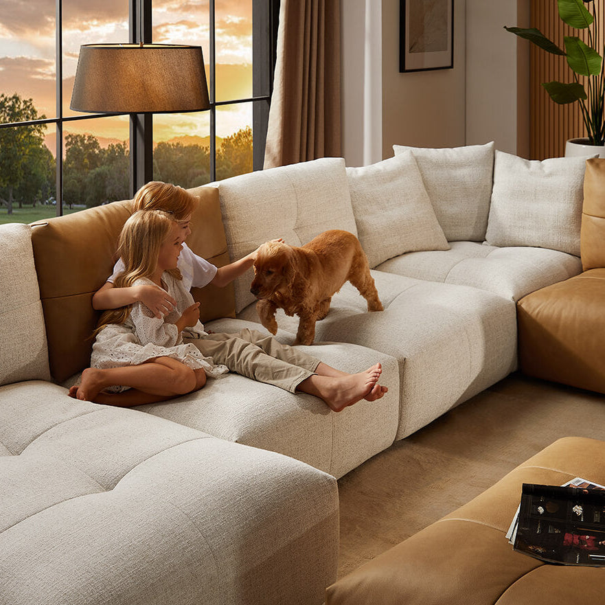 Sofa Magic - White/Brown - Lounge Right