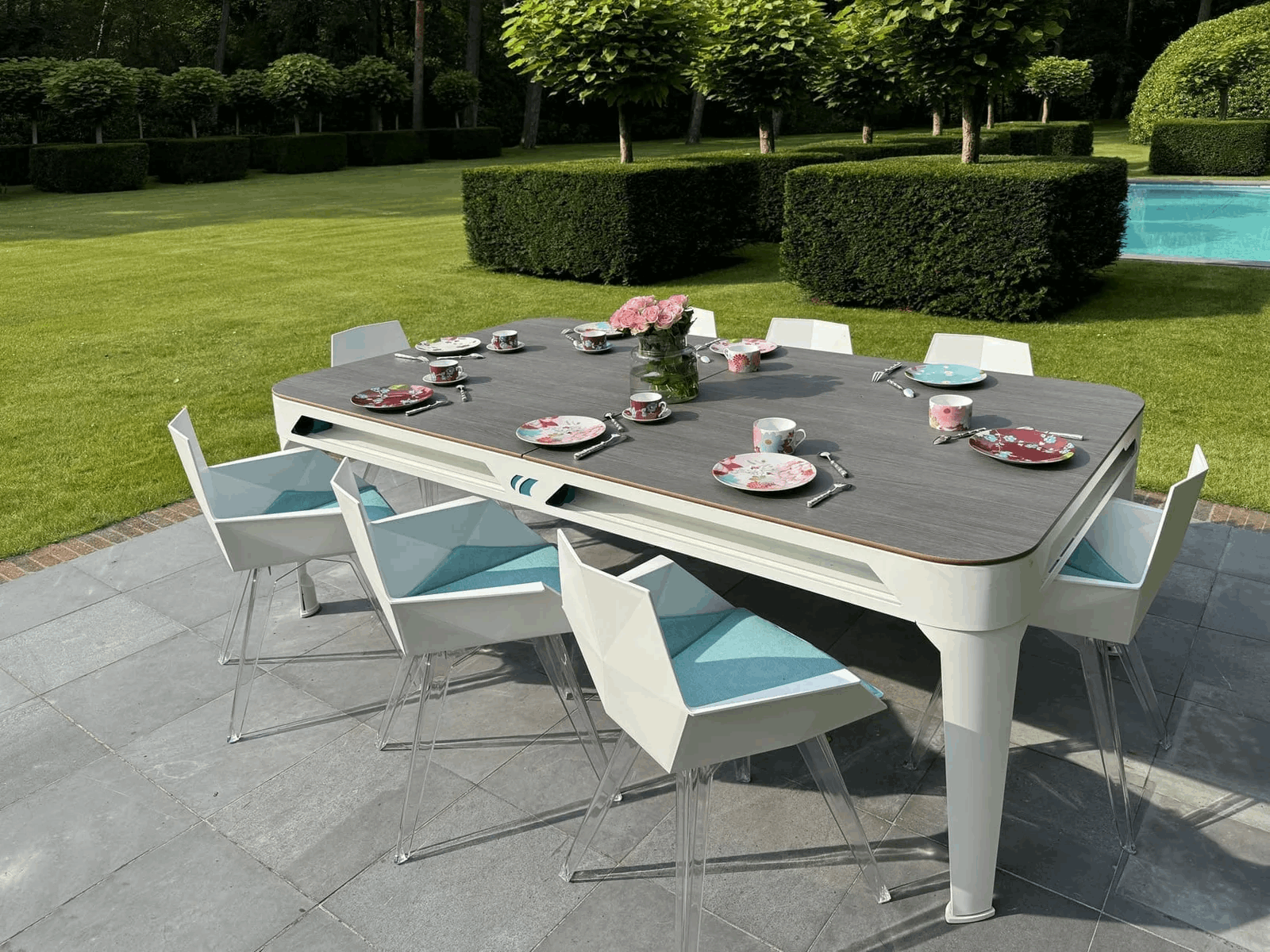 Outdoor Pool & Dining Table 7FT White