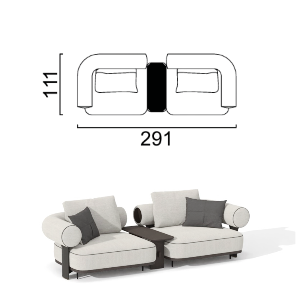 Sofa Kyoto - Light Gray/Beige 291x111cm