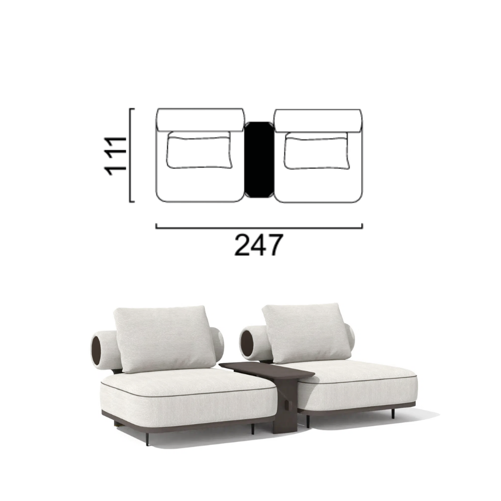 Sofa Kyoto - Light Gray/Beige 247x111cm