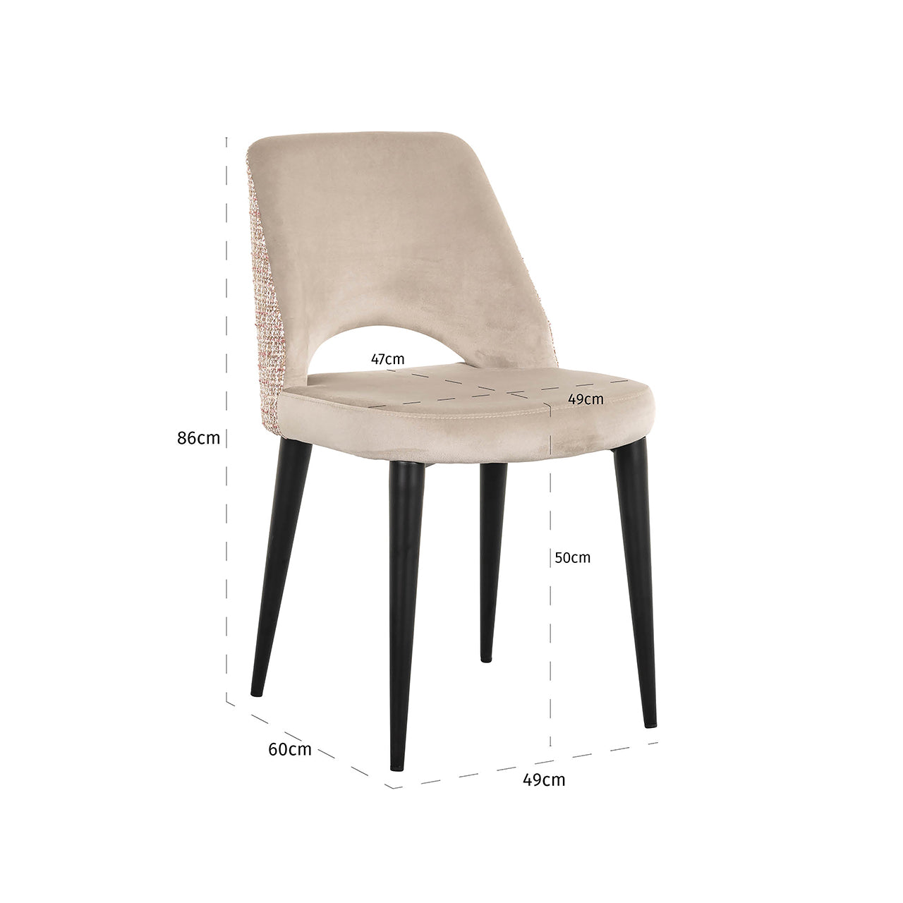 Chair Tabitha - khaki velvet / trendy rose (Be trendy 1673 rose)