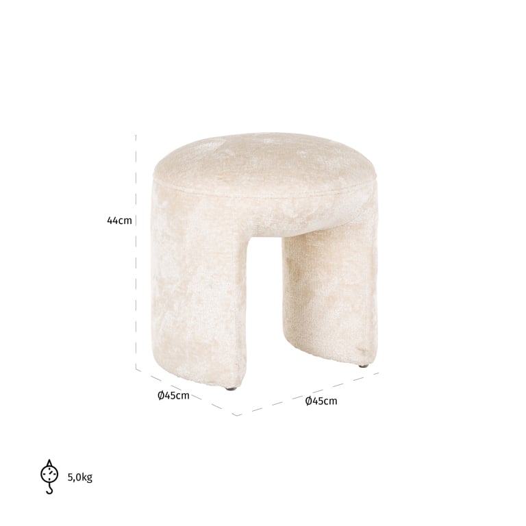 Pouffe Fargo white chenille (Bergen 900 white chenille)