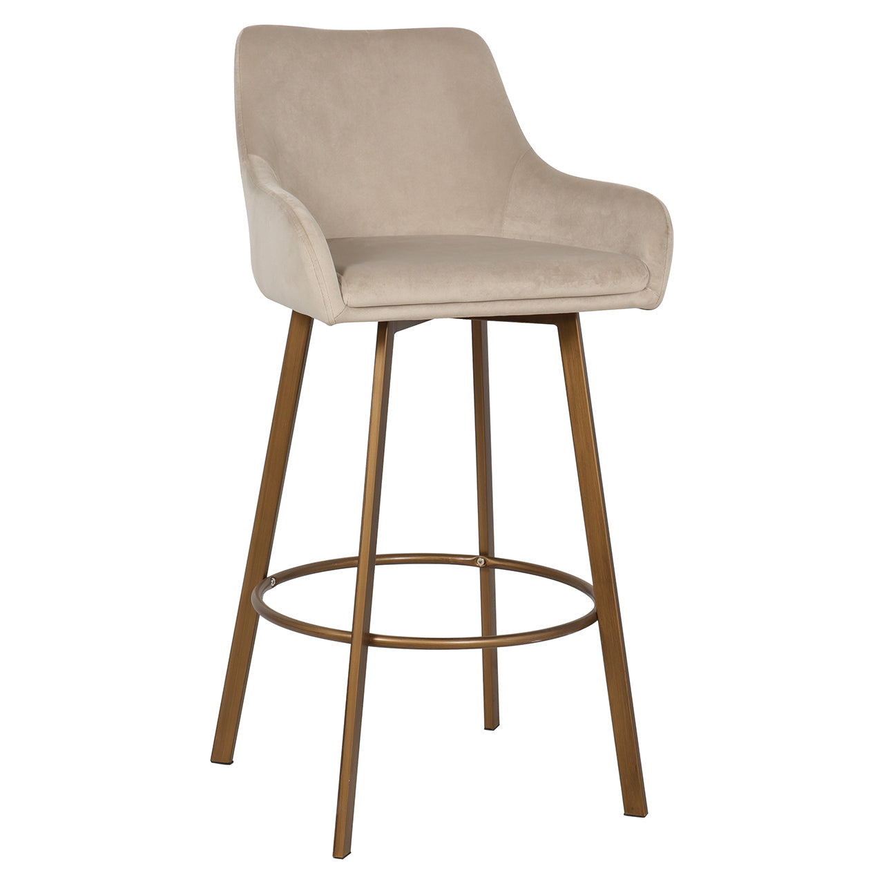 Bar stool Cressida high back khaki velvet (set of 2) (Quartz Khaki 903)