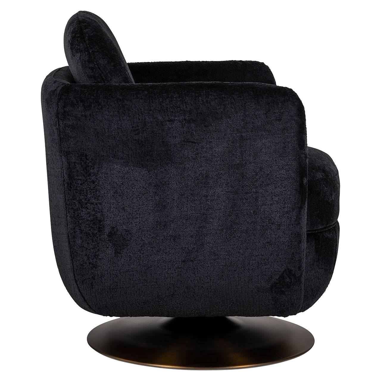 Swivel lounge chair Turner black chenille (Bergen 809 black chenille)