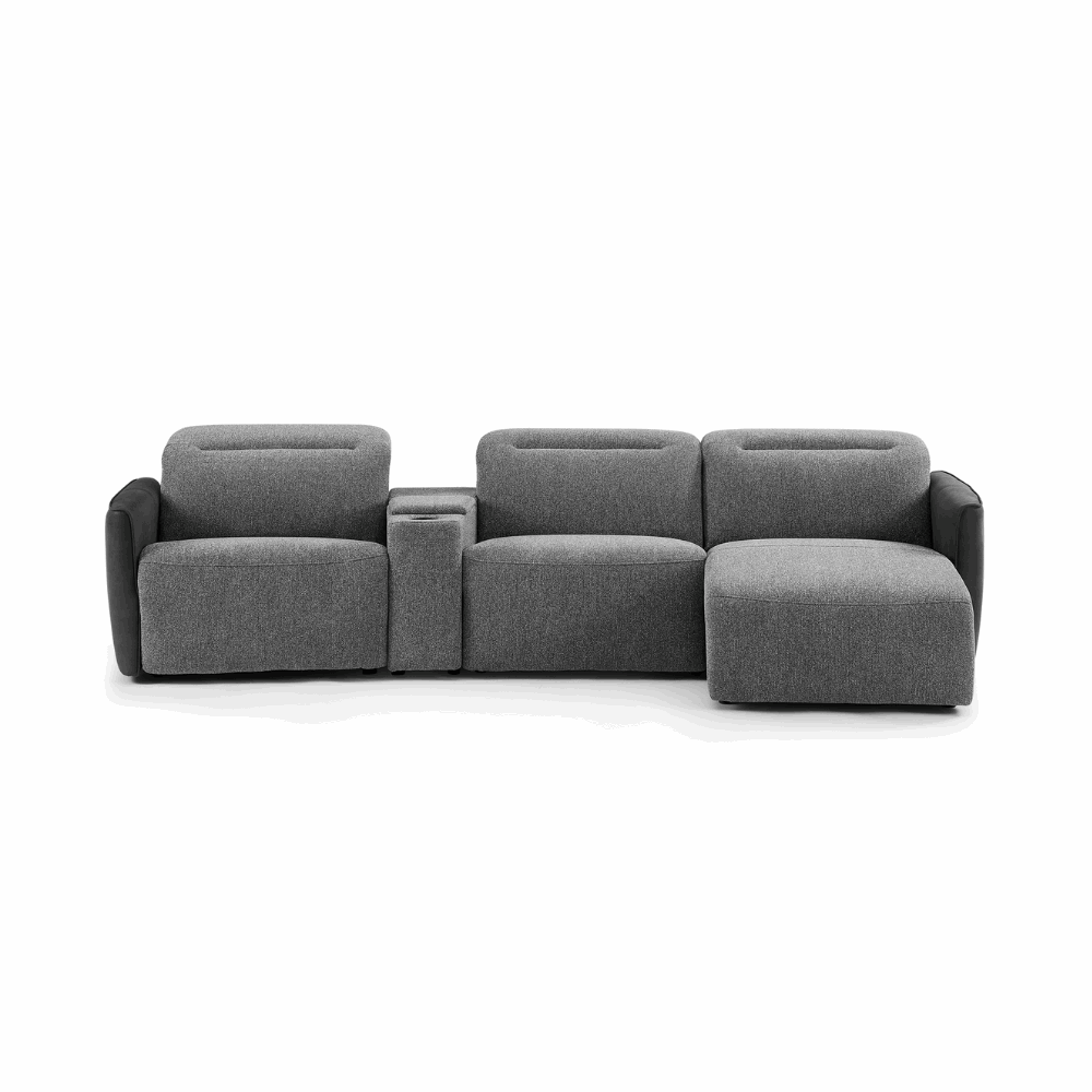 Sofa Valona - Dark Grey with Storage Console | 308 × 165 cm - Lounge Right