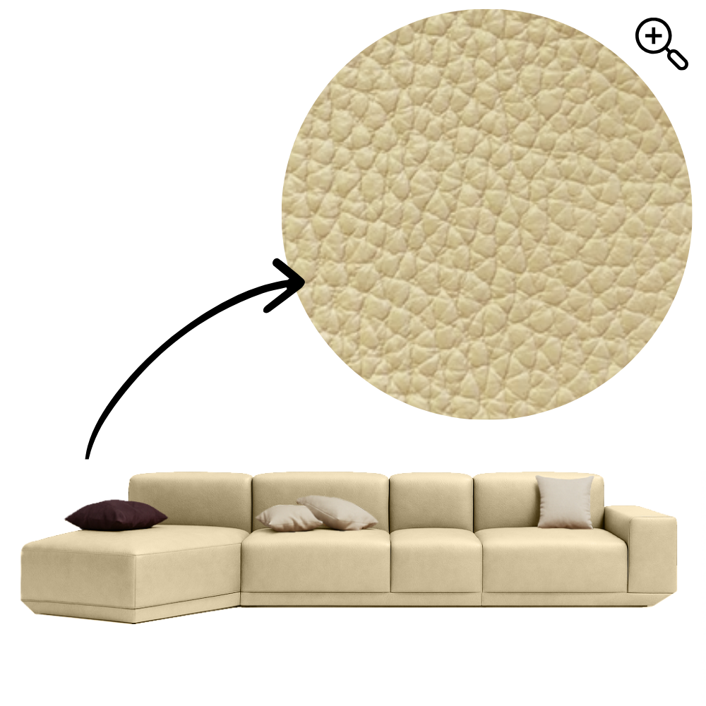 Sofa Cube Musa - Beige Leather | 387x174cm