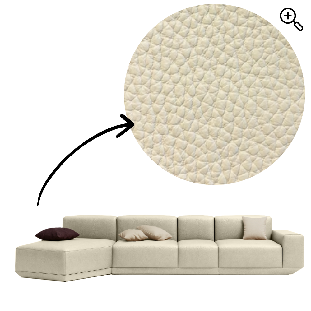 Sofa Cube Musa - Ivory Leather | 387x174cm