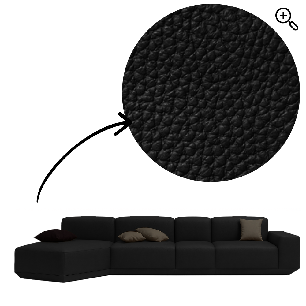 Sofa Cube Musa - Black Leather | 387x174cm