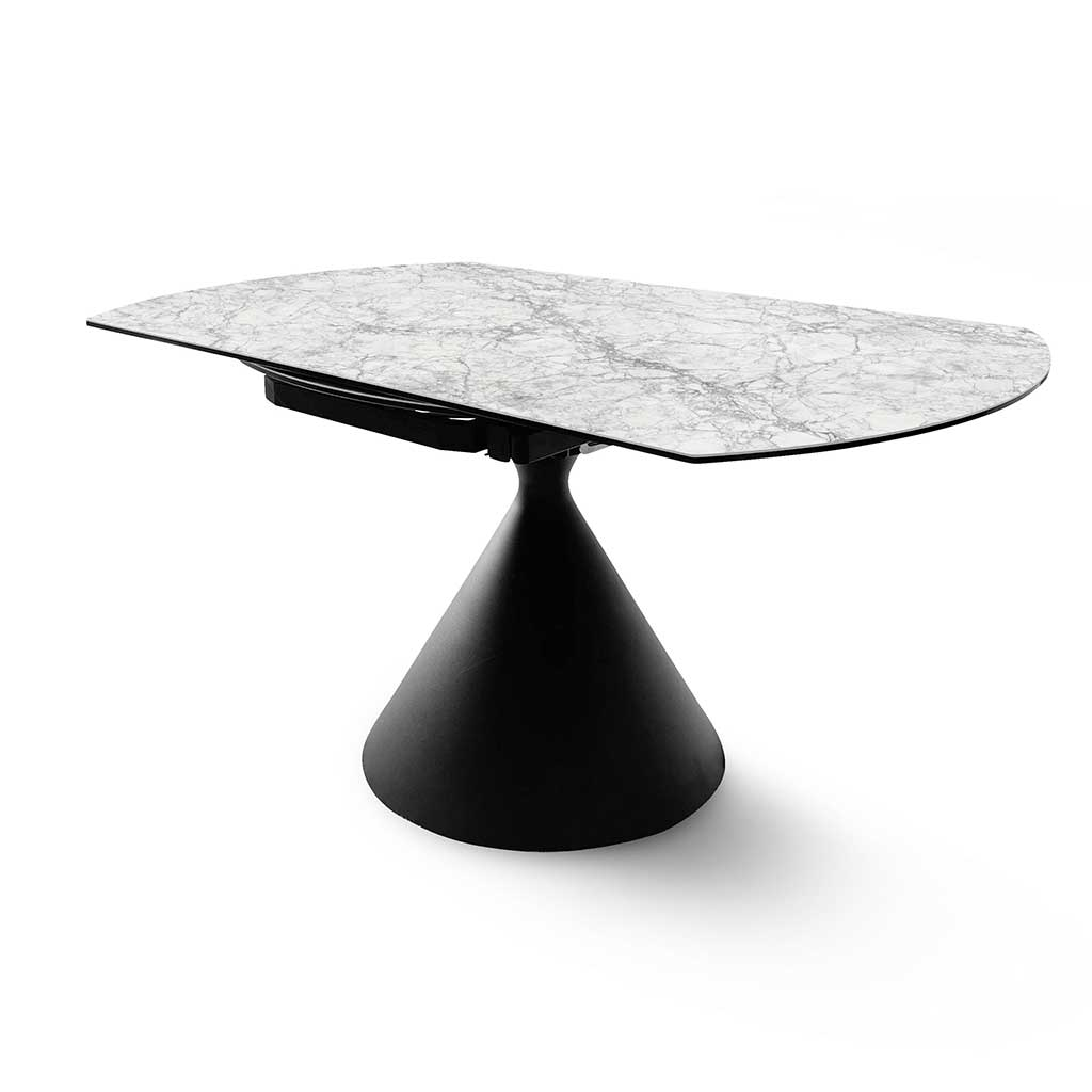 Dining Table Cassan – Ceramic White Ø90cm | Extendable Ø150cm