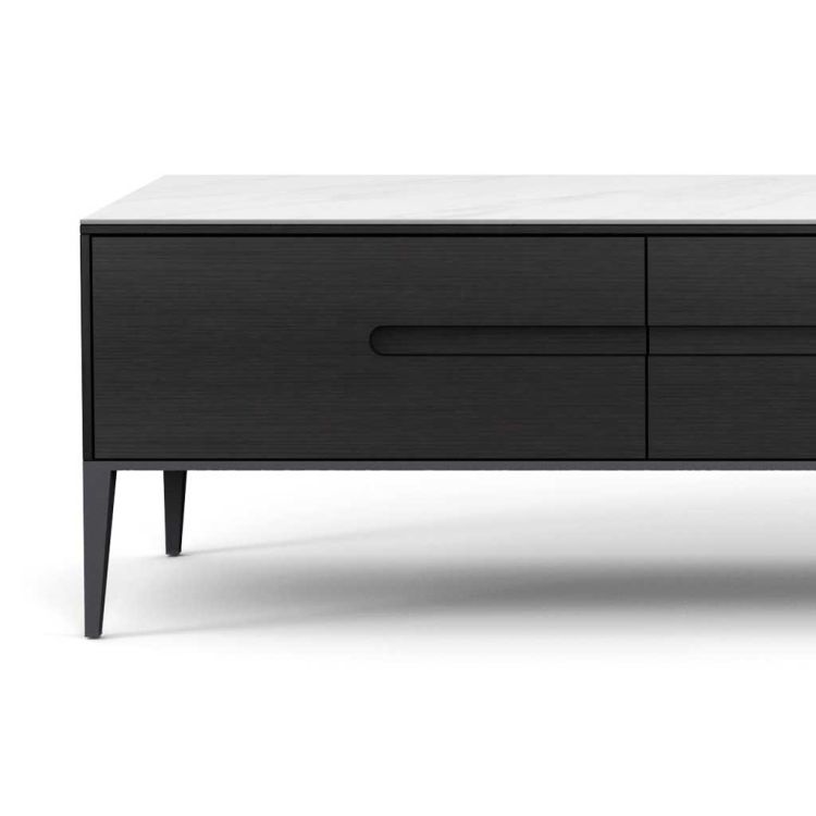 TV Unit Riga – Black Oak Veneer/White Ceramic