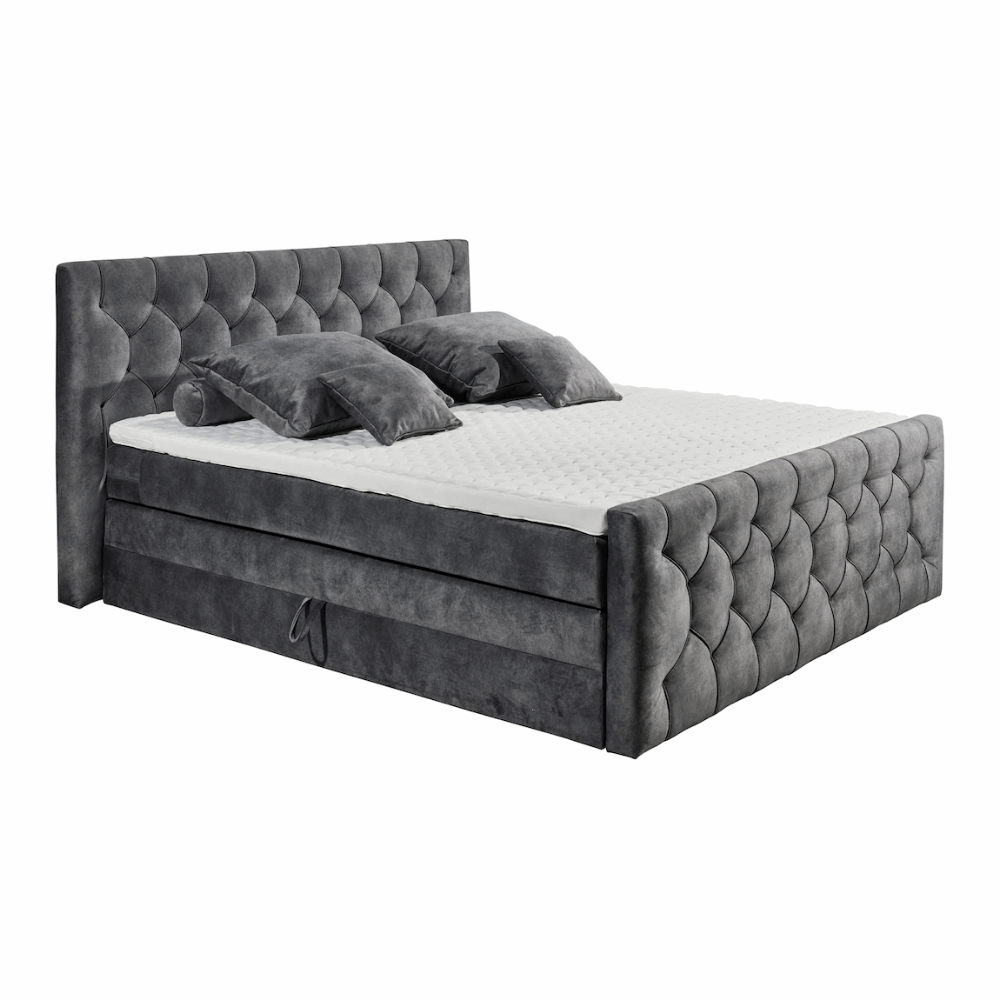 Boxspring Chester – Anthracite | Includes Base and Topper