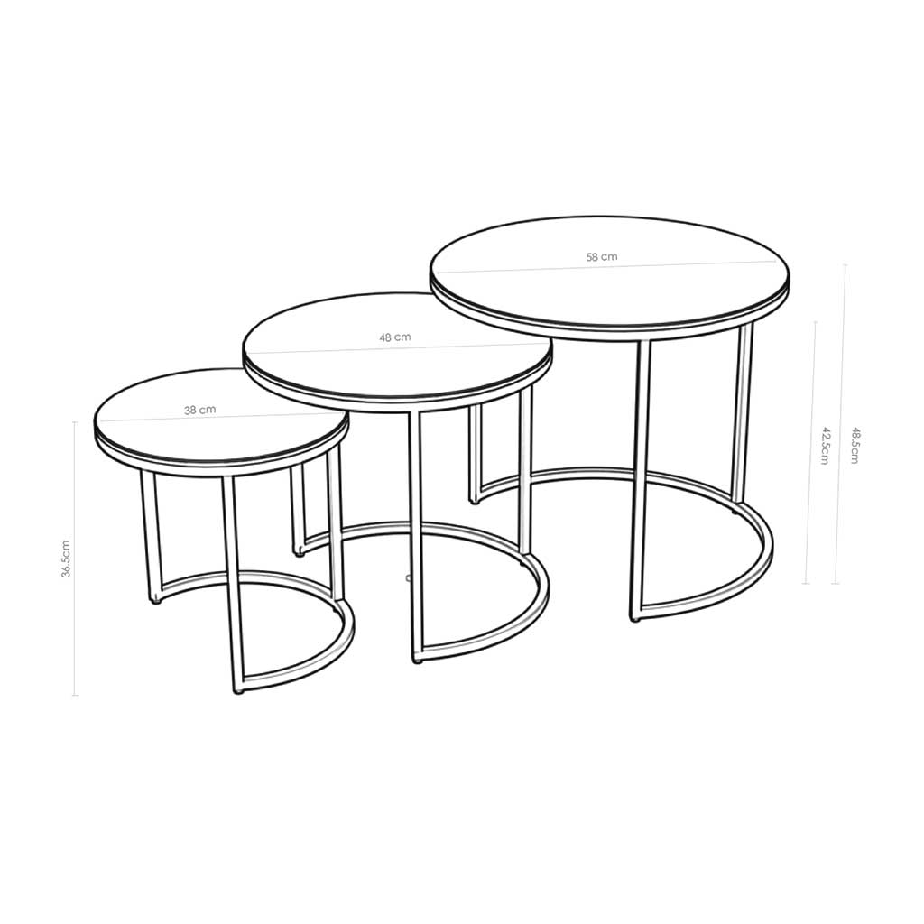 Senjo Coffee Table Set – Ø58/48/38 – Gray Ceramic