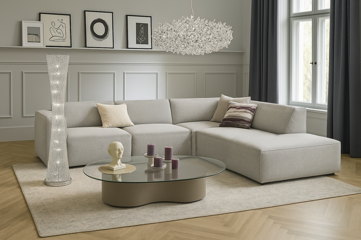 Sofa Langford - Grey Modern Corner Sofa 282×222 cm