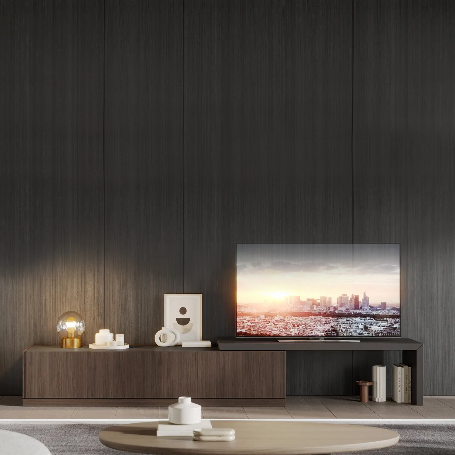 TV Unit Barcelona Walnut Option 1