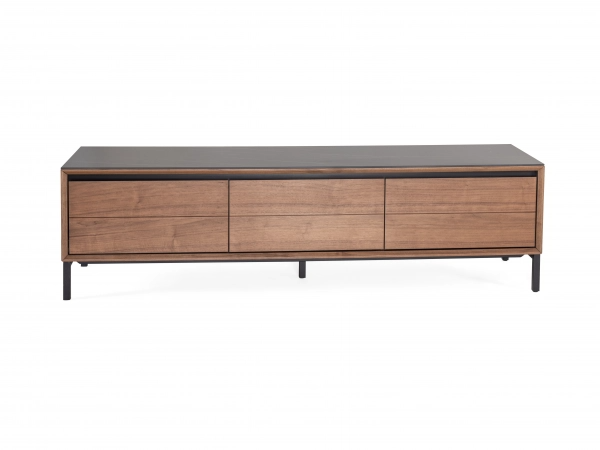 TV Unit Lima – Walnut/Black Ceramic