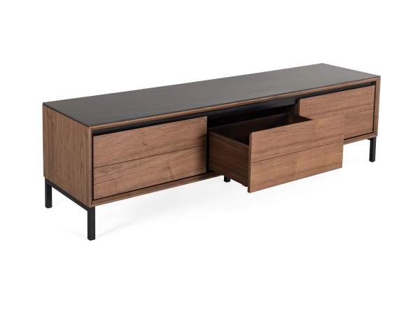 TV Unit Lima – Walnut/Black Ceramic