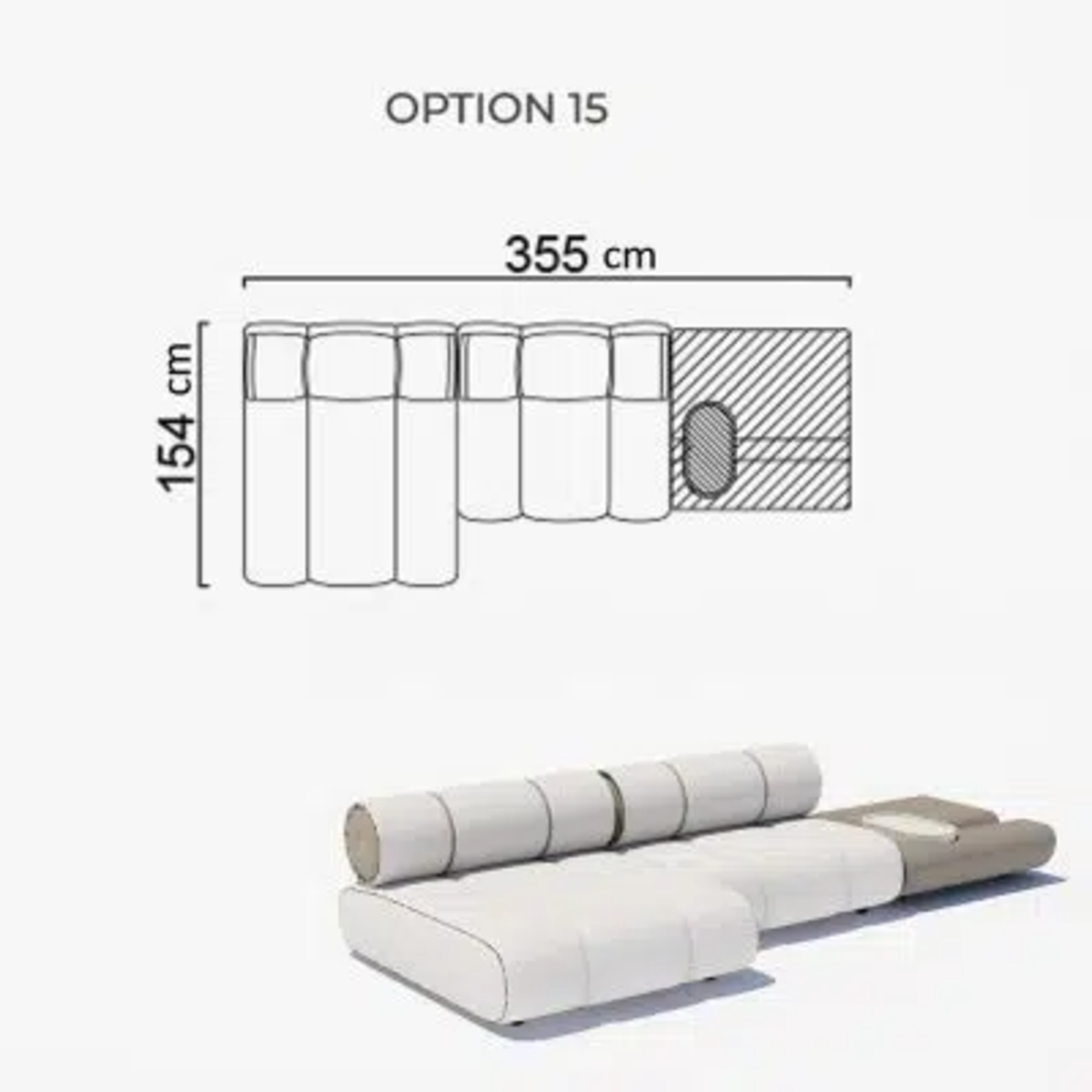 Sofa Orian White 154x355cm