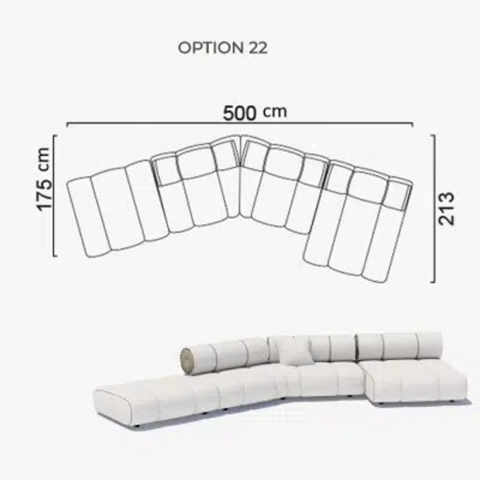 Sofa Orian White 175x500x213cm