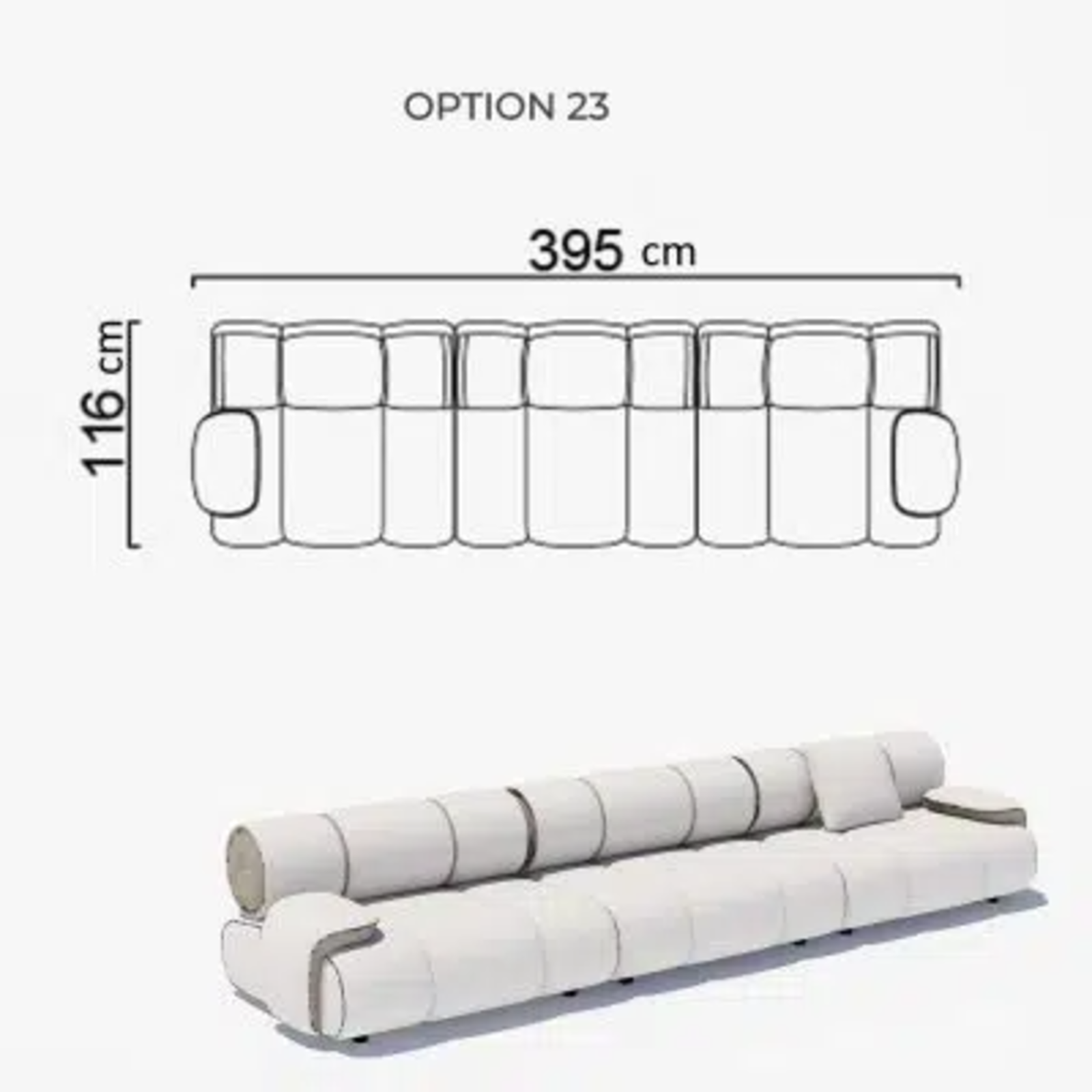 Sofa Orian White 116x395cm