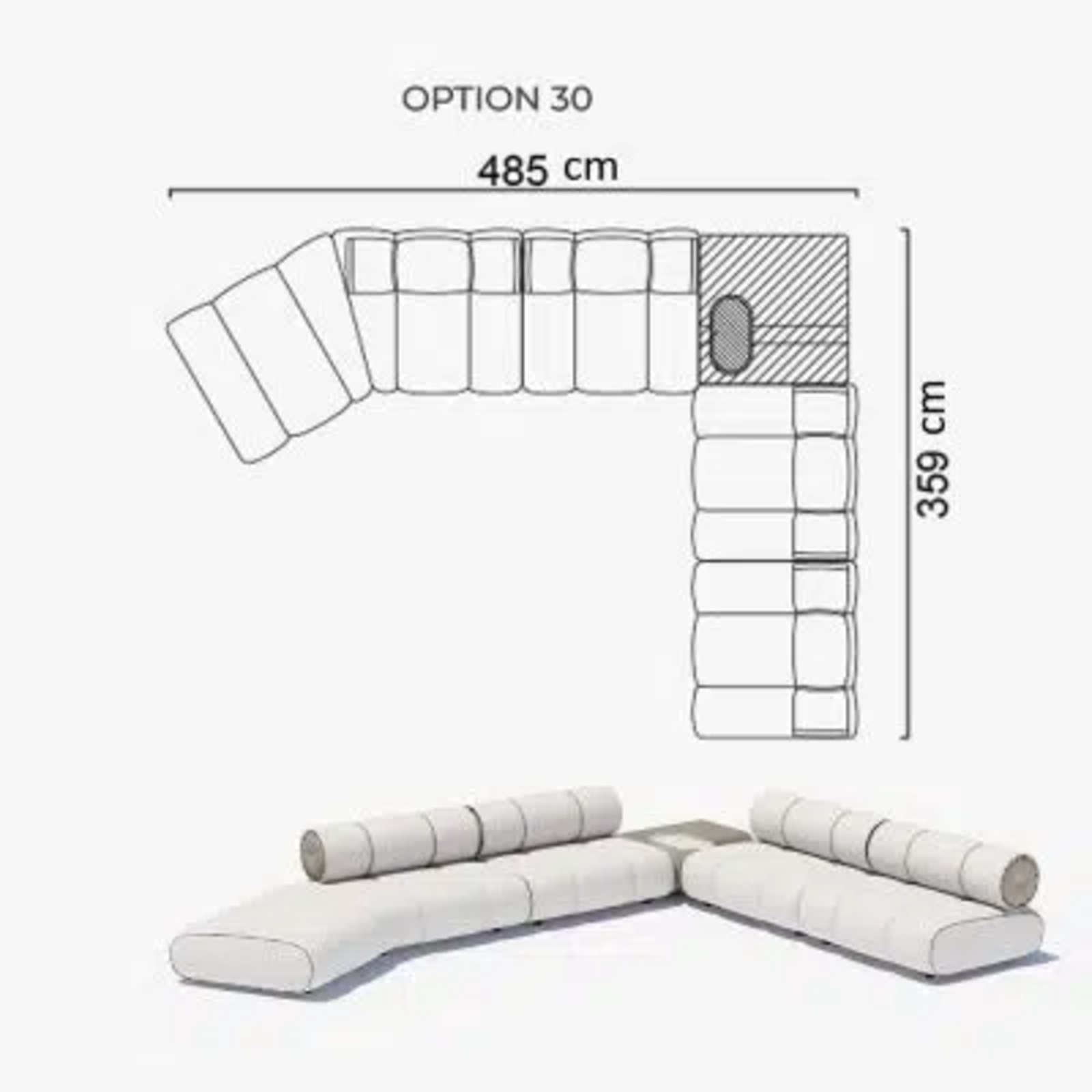 Sofa Orian White 485x359cm