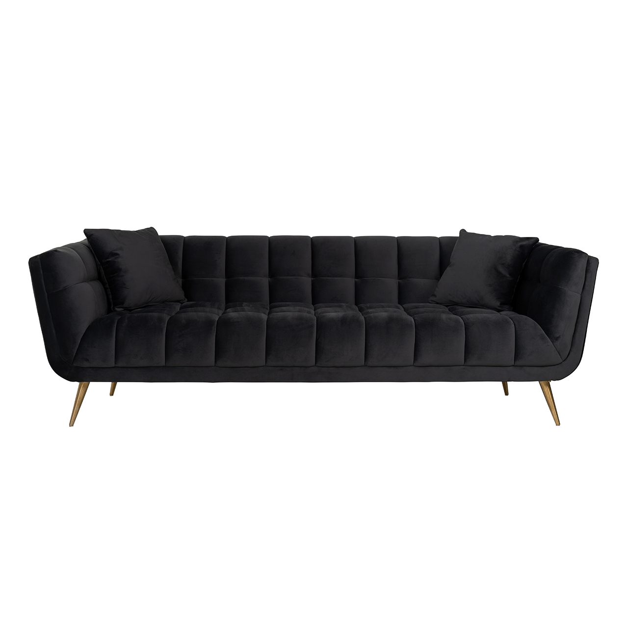 Sofa Huxley Antraciet velvet / Brushed gold (Quartz Antraciet 801) -  230x91cm
