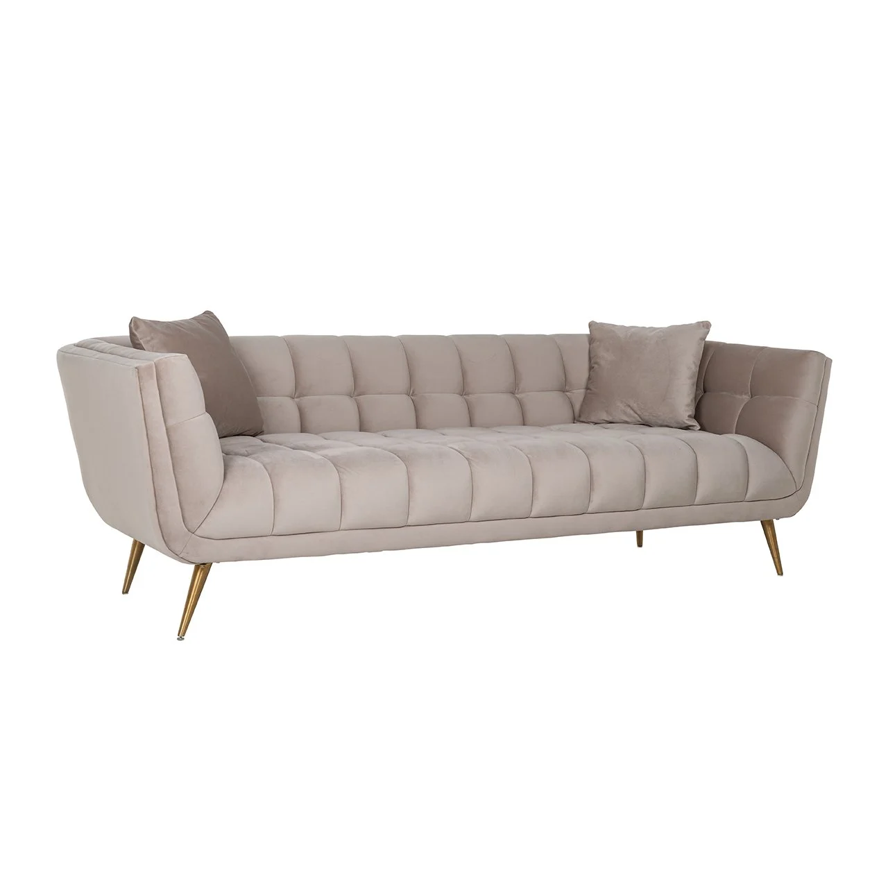 Sofa Huxley Khaki velvet / Brushed gold (Quartz Khaki 903) -  230x91cm