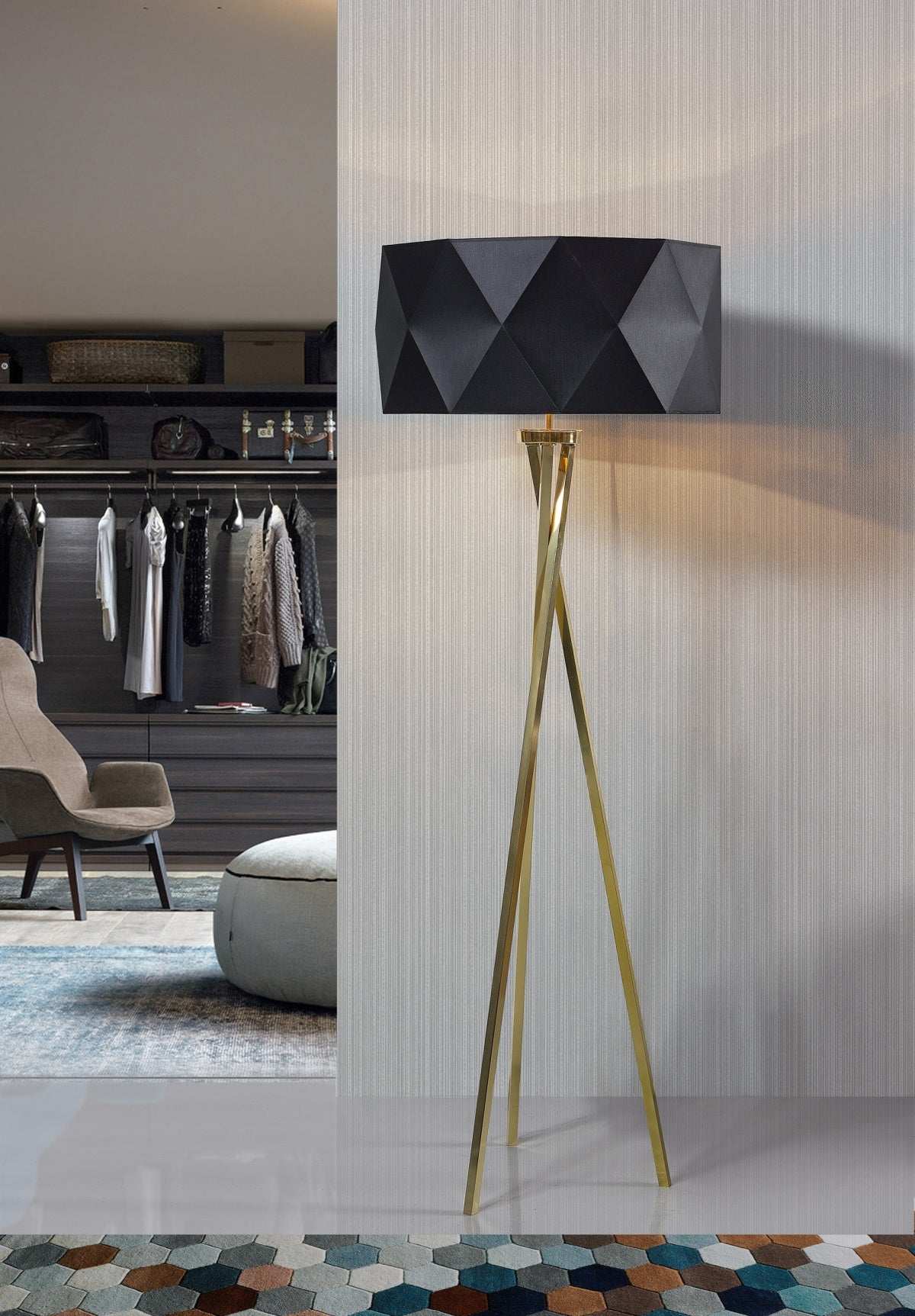 Floor Lamp - Line Tripé D'Or Inverse